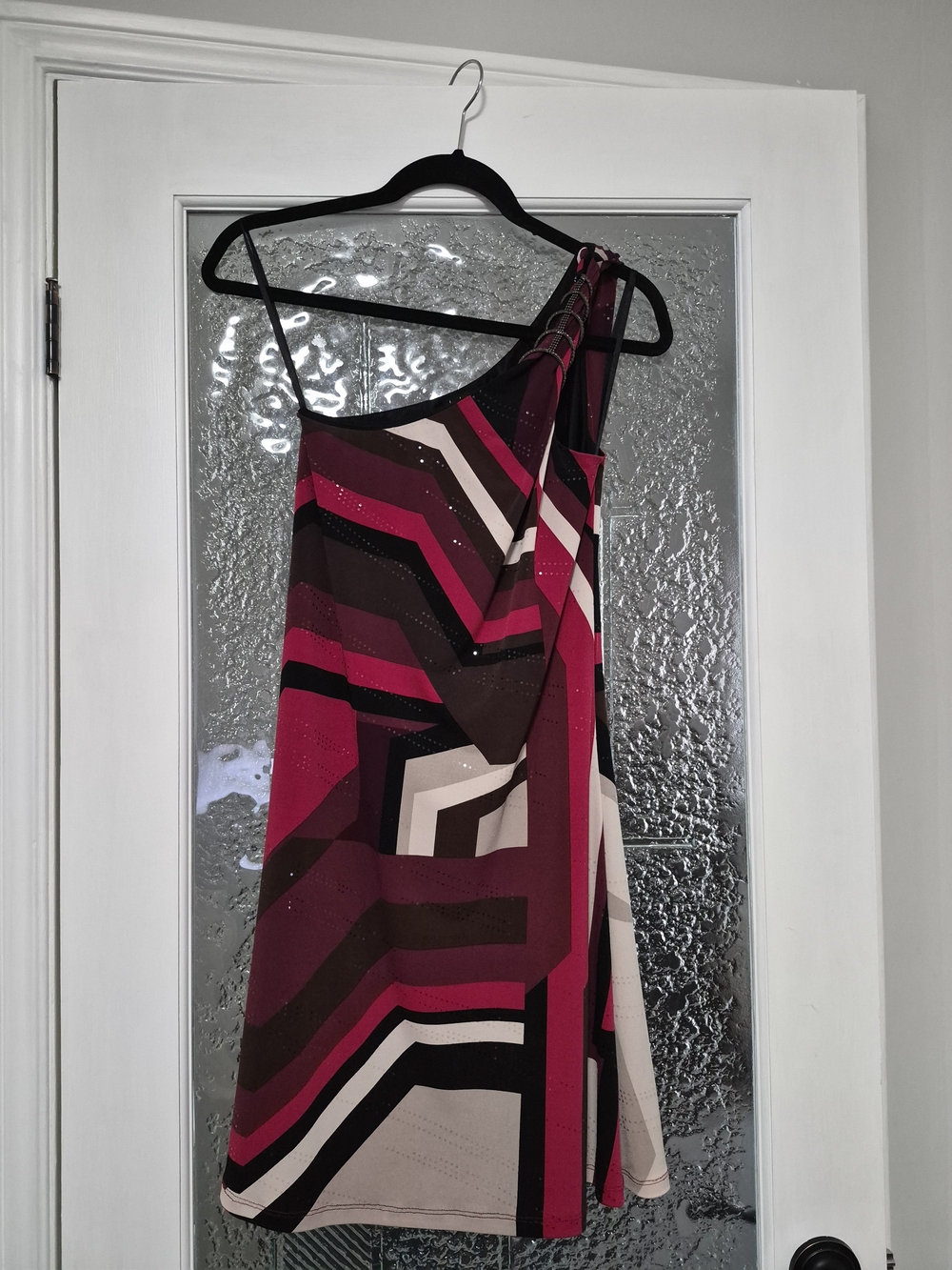 le chateau One-Shoulder Dress  Geometric Print